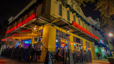 IBG outdoor seating at night